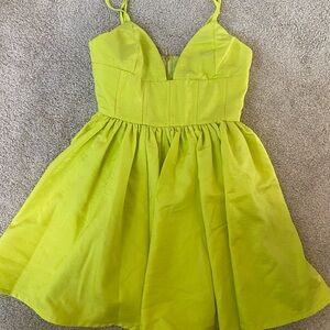 Vibrant Lime Green Mini Dress